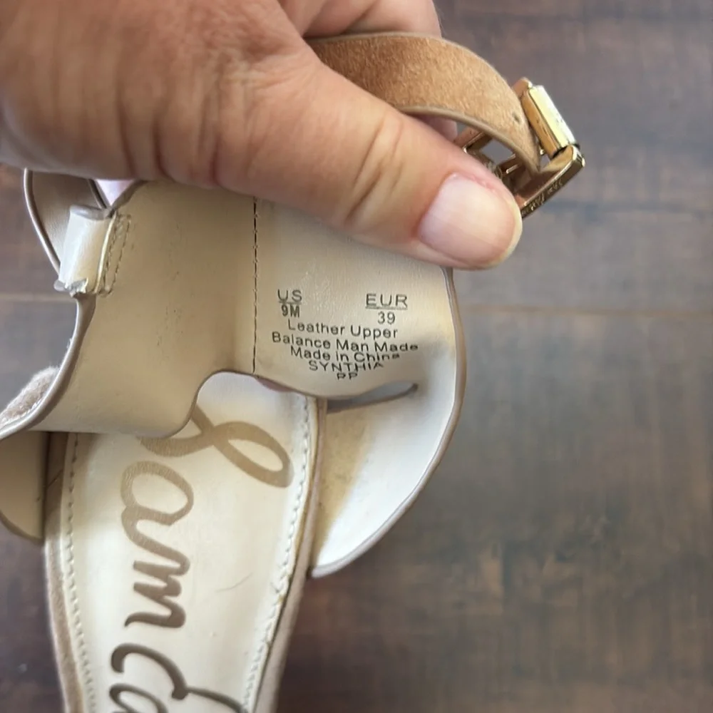 🔥Sam Edelman Synthia Camel Suede Ankle Strap Heels - Picture 5 of 8